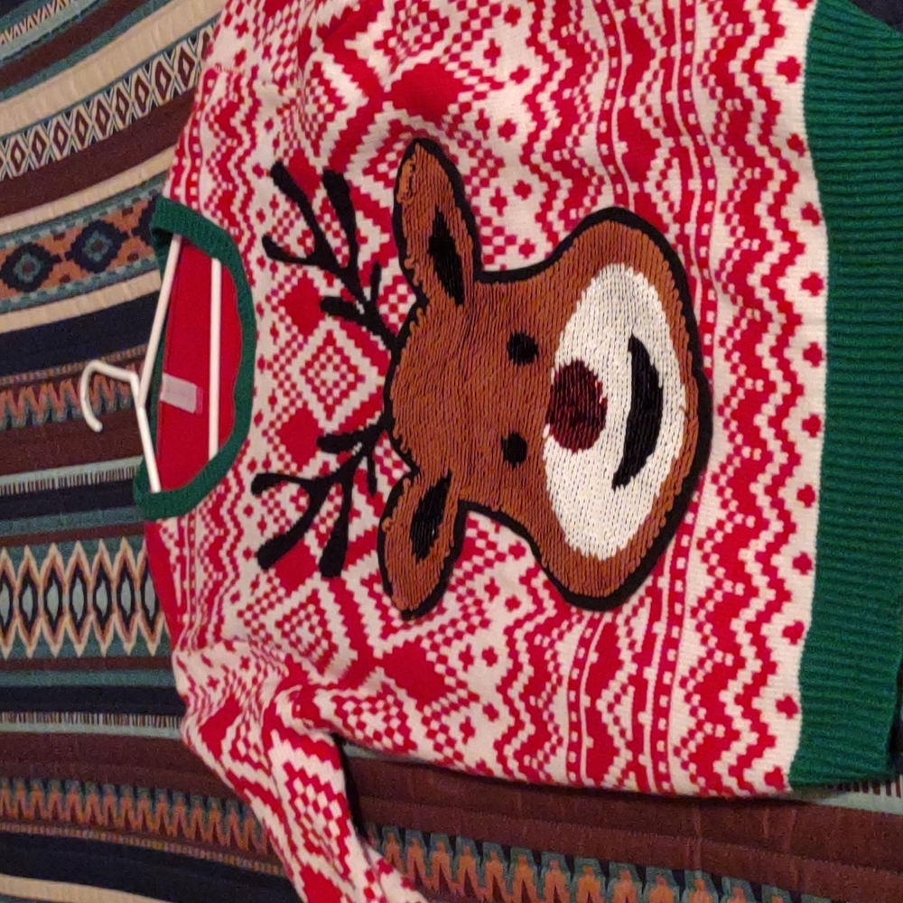 Sweater ..red, white with picture of Rudolph